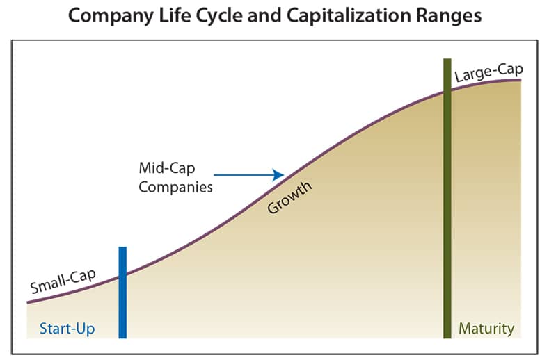 Company Life Cycle and Capitalization Ranges Chart