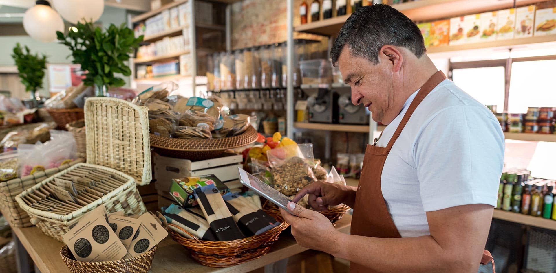 Man managing small business finances