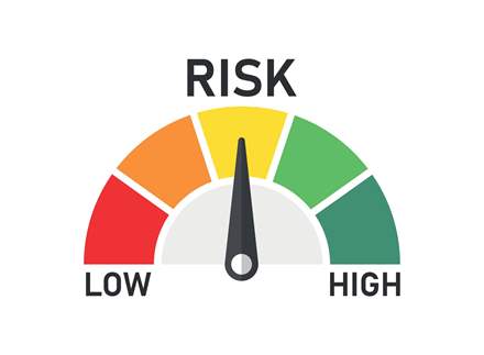 Meter detecting risk on a low to high scale.