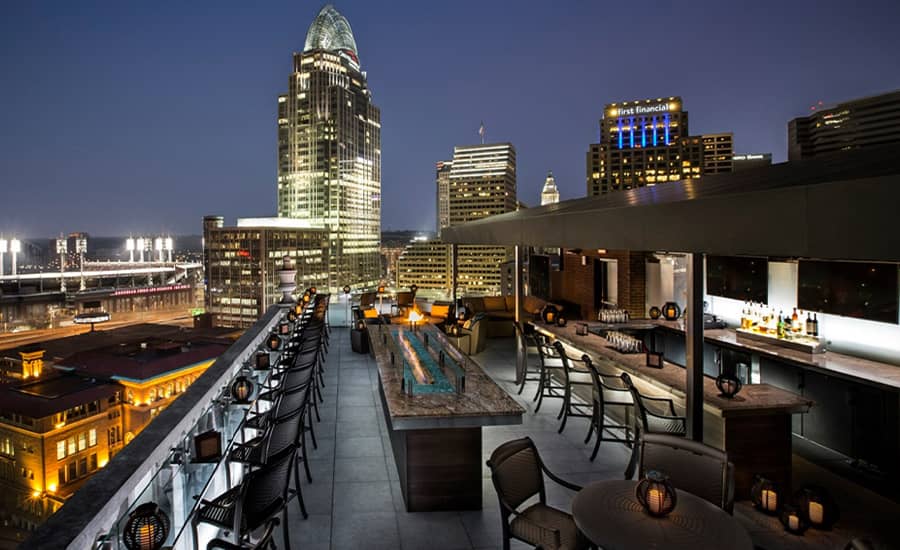 Rooftop bar in downtown Cincinnati