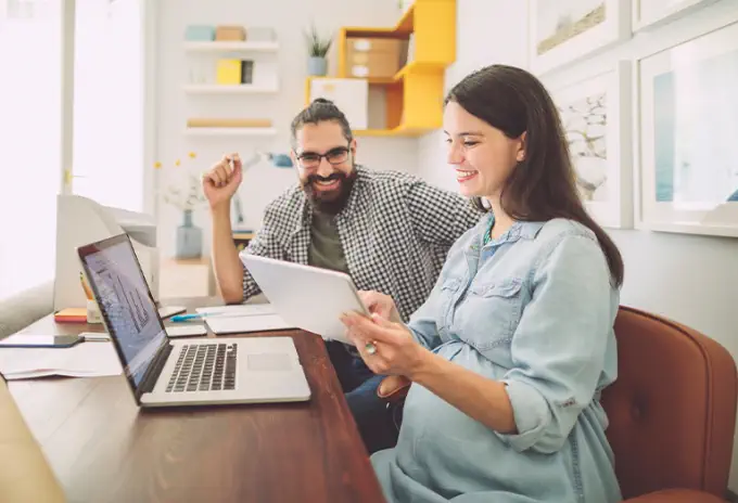Couple reviewing their finances together