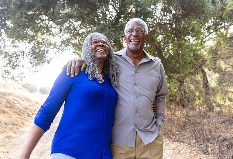 Couple walking together in nature
