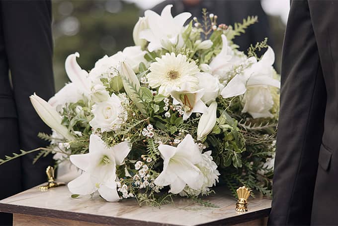 White funeral flowers