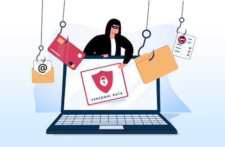 Cyber criminals phishing stealing private personal data, user login, password, document, email, and card.