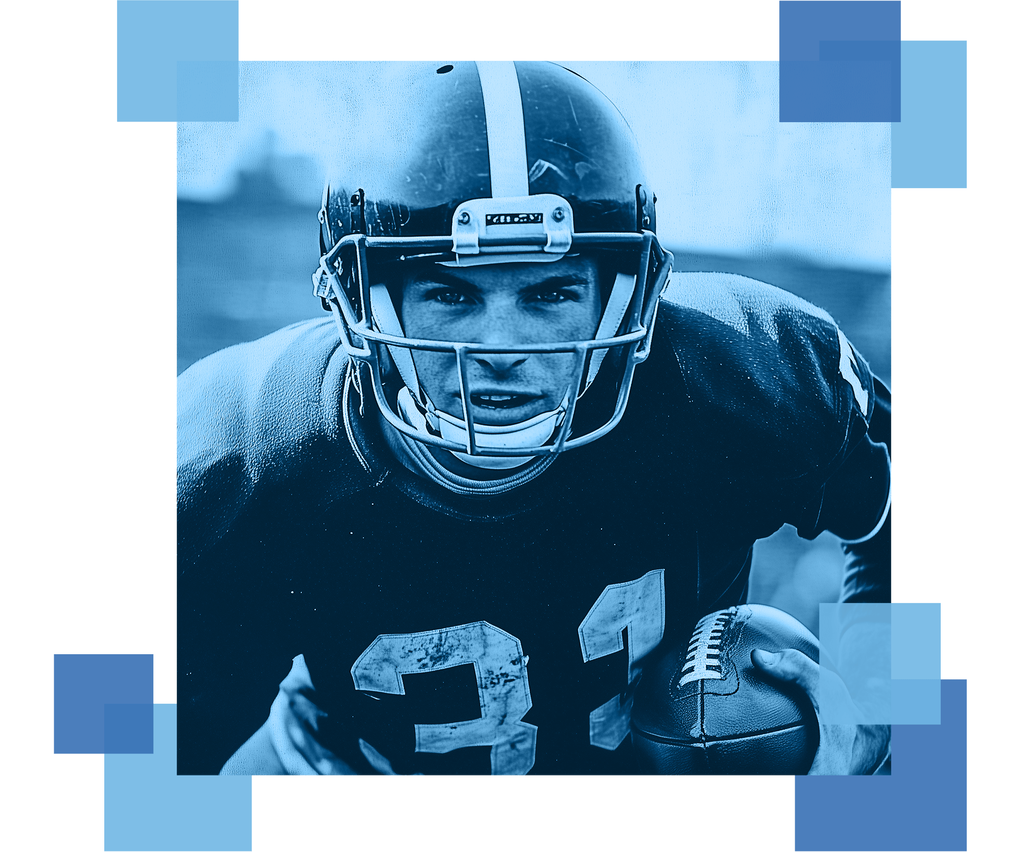 Football player holding a football