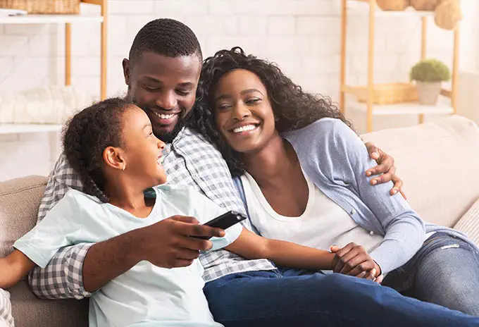 family together on couch