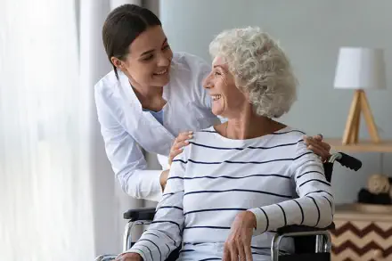 senior receiving assisted living