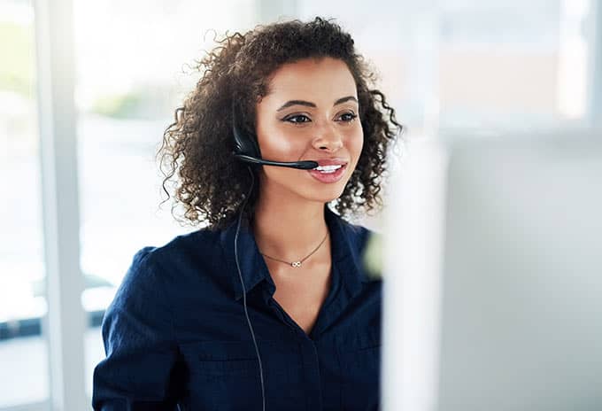 Financial rep taking a support call