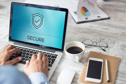 Laptop message shows it is secured after running an antivirus software.