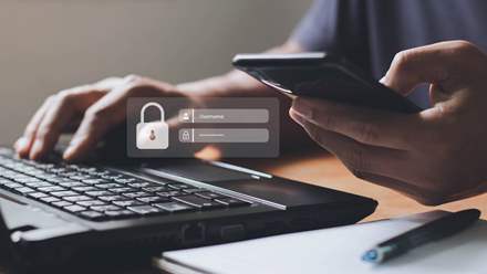 Setting up a username and password on laptop.