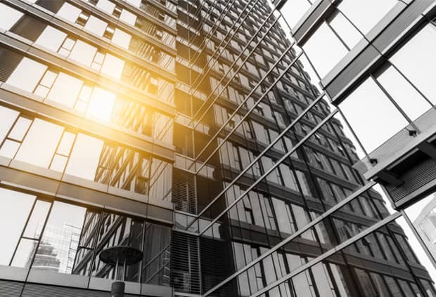 Modern building with light