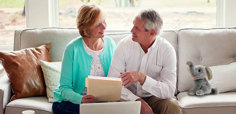 Senior couple discussing finances