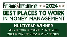 Pensions & Investments Best Places to Work in Money Management Multiyear Winner badge