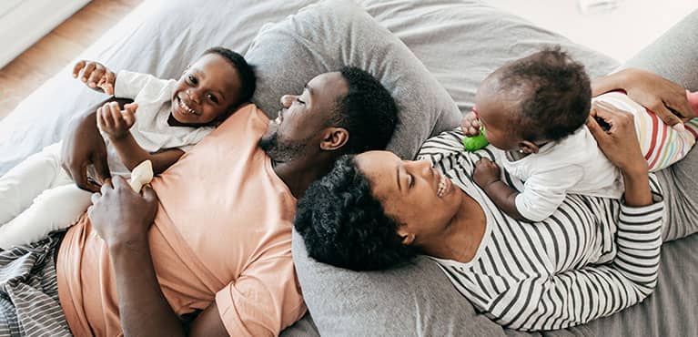 Family enjoying some relaxing time at home