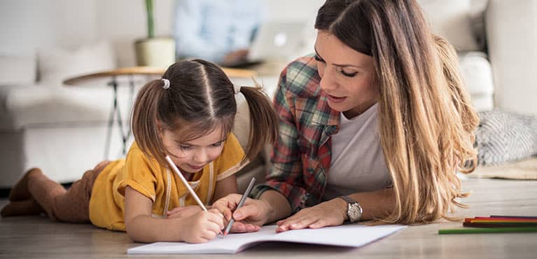 Mother and daughter coloring