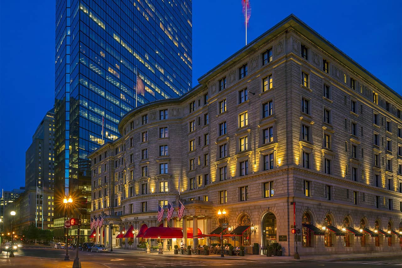 Hotel exterior at night