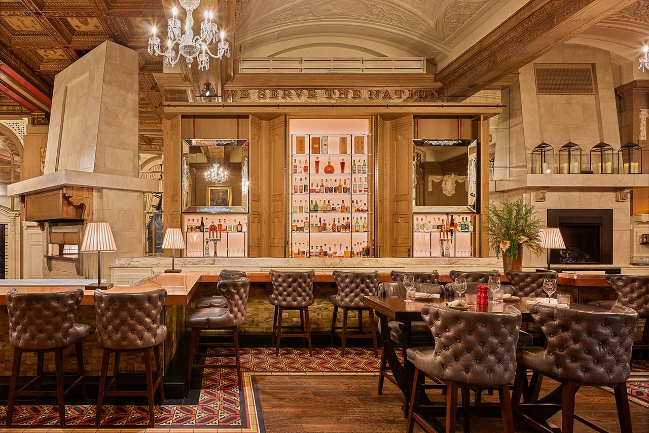 Oak Long Bar seating