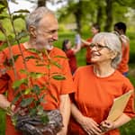 Couple volunteering together