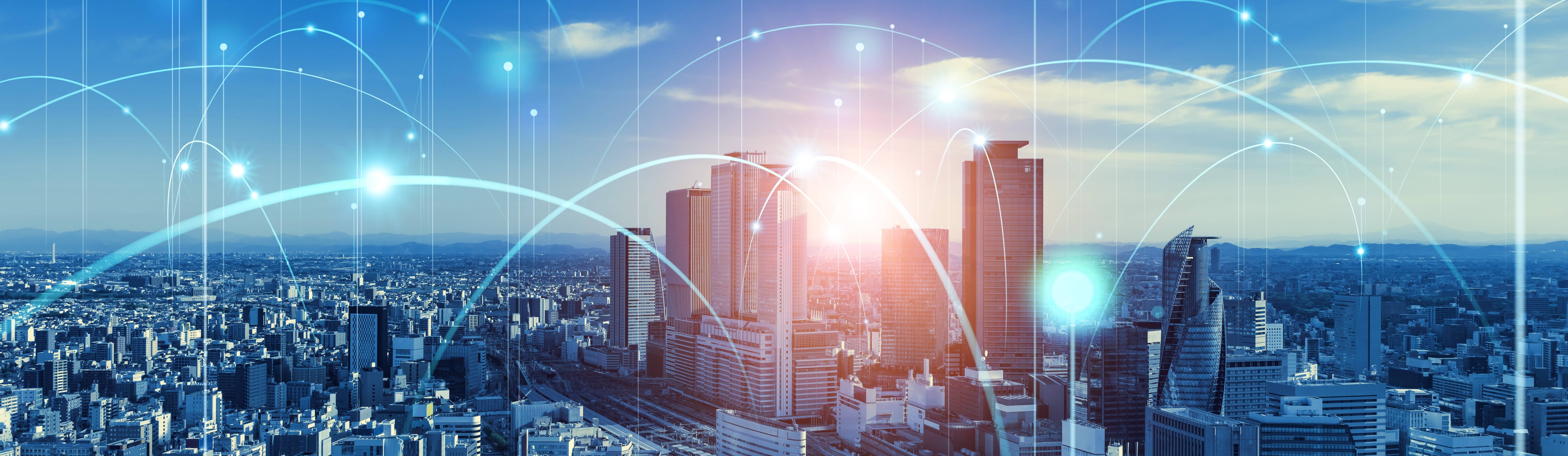 Cityscape with a development concept.