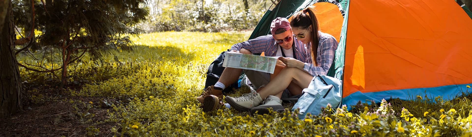 couple looking at map