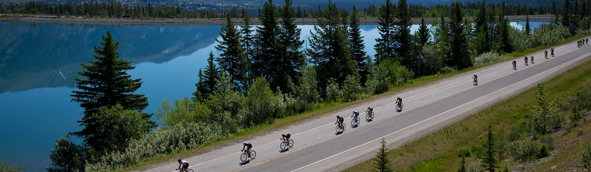 cycling by lake