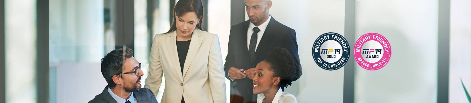 Business military professionals holding meeting