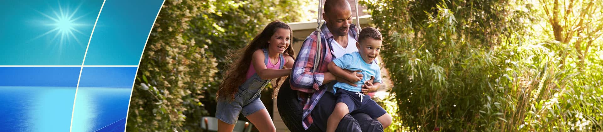 family on tire swing