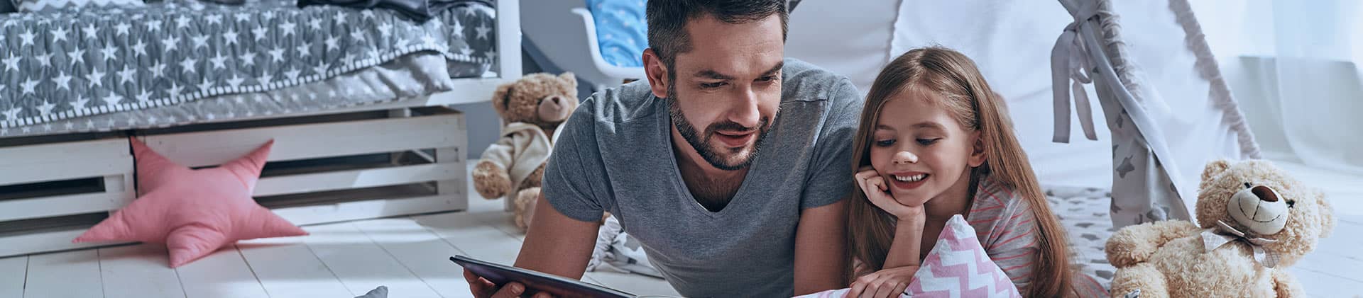 Father and daughter reading