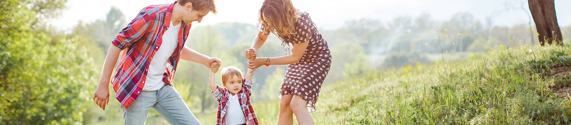 Young family enjoying holidays.