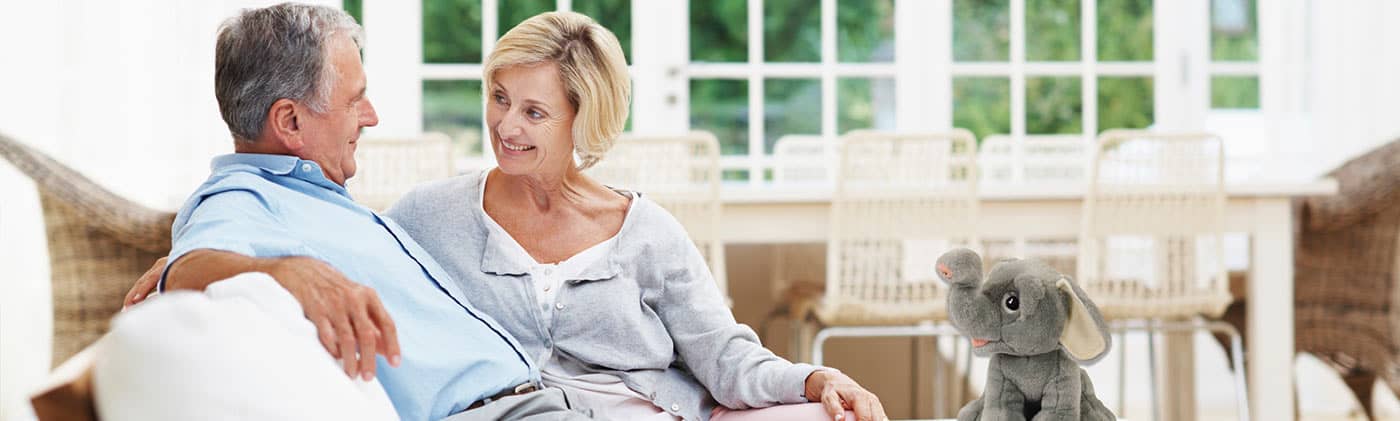 Elephant in the room with couple