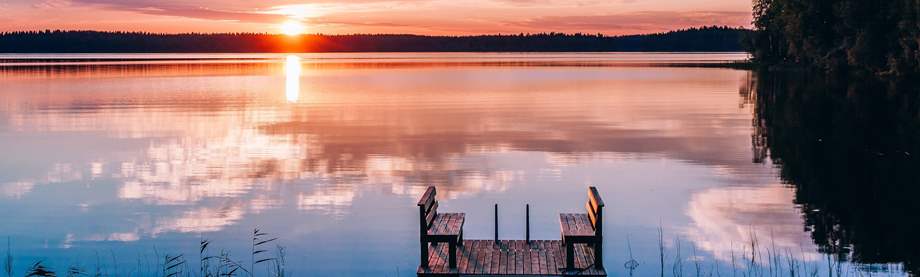 calm lake with pier