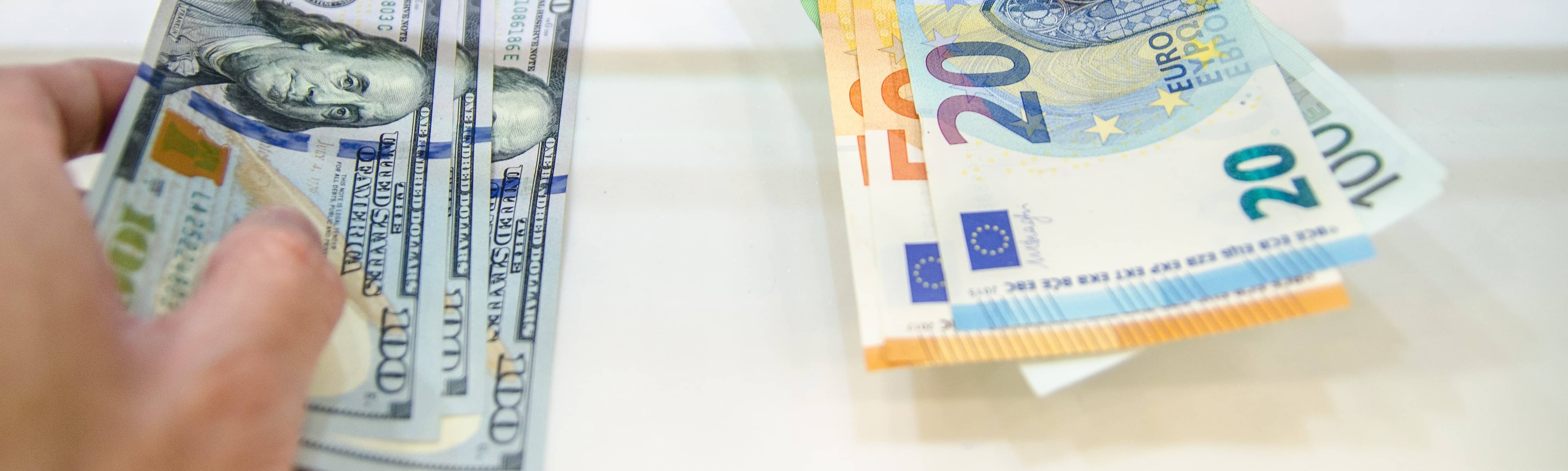 euro and dollar being exchanged