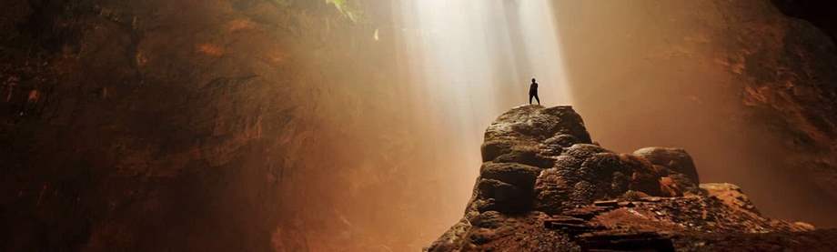 explorer in cave