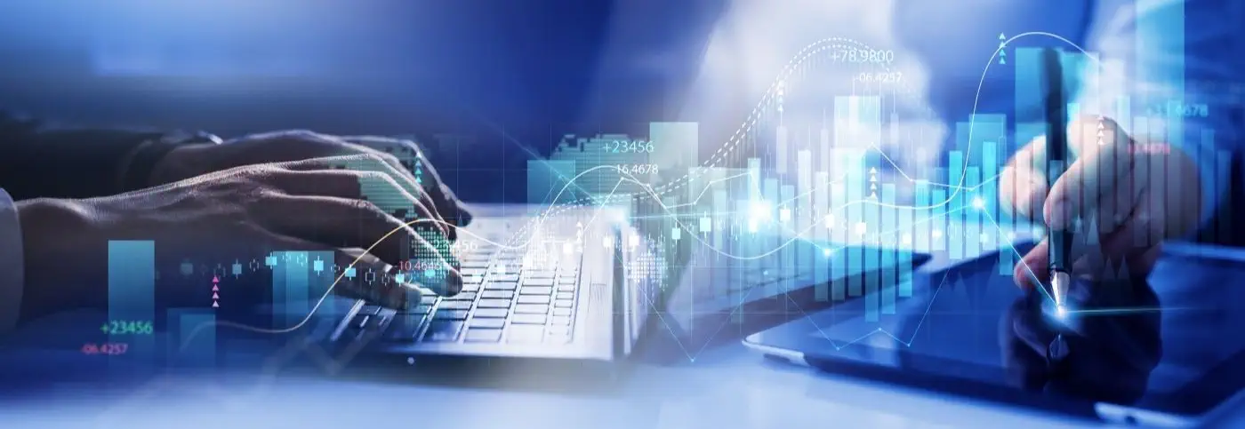 Collage of images showing business people working.