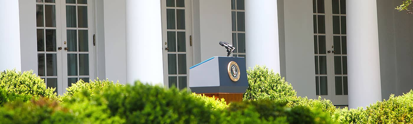 podium preparing for corporate tax cuts