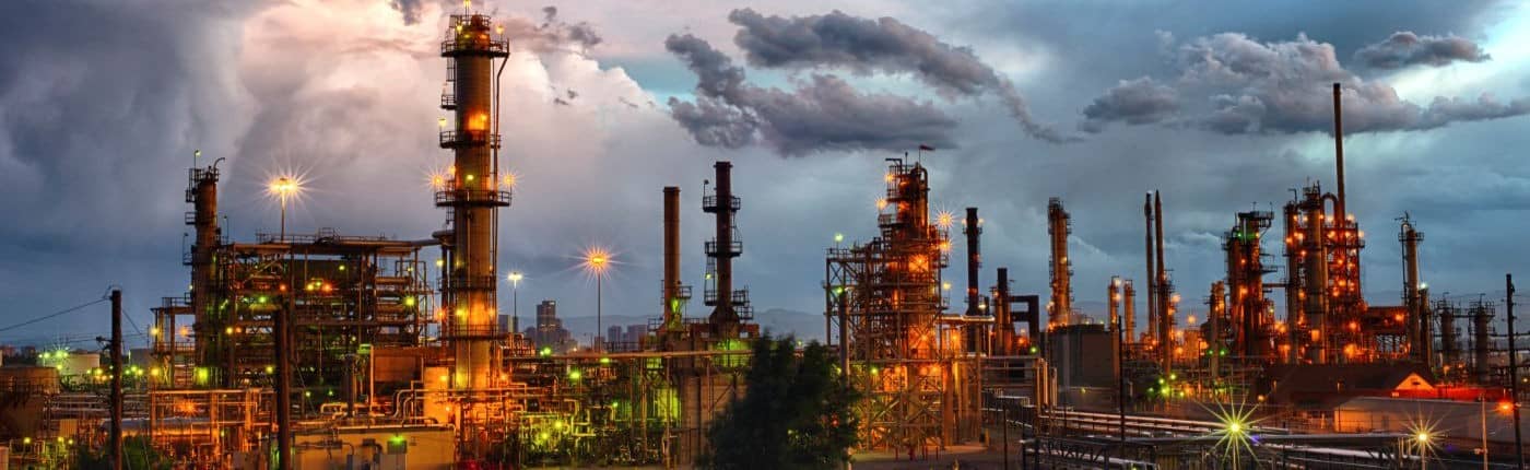 Oil refinery.