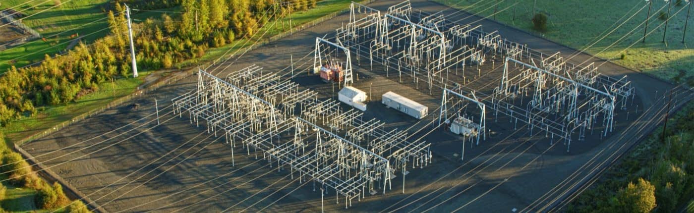 View of electrical substation.