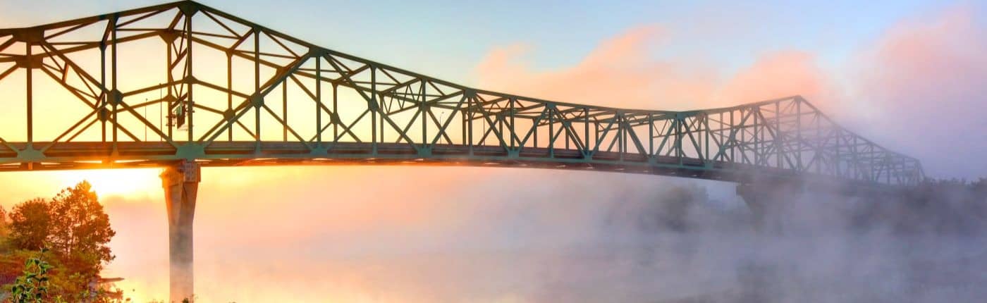 Bridge emerging from the fog.