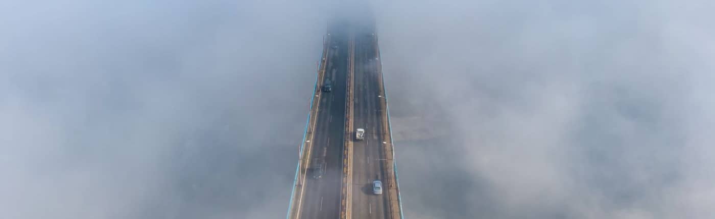Foggy bridge.