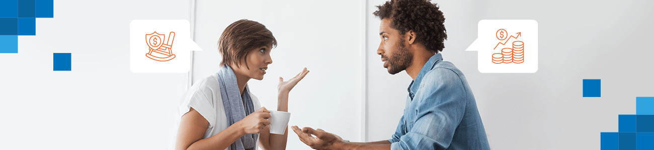 Young couple have argument over money.