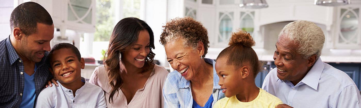 Multigenerational family spending time together at home: sandwich generation