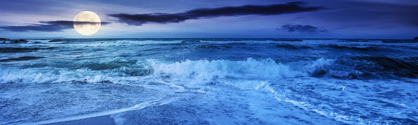 ocean tide in the moonlight