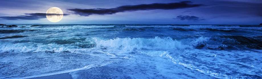 ocean tide in the moonlight