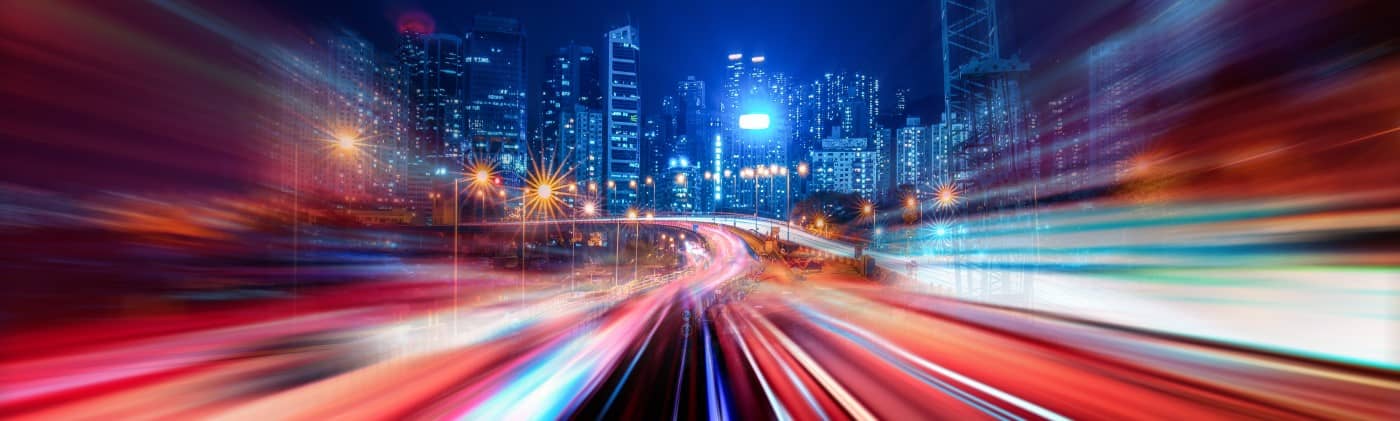 rail line leading to city