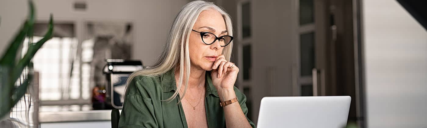 Woman researching funeral planning