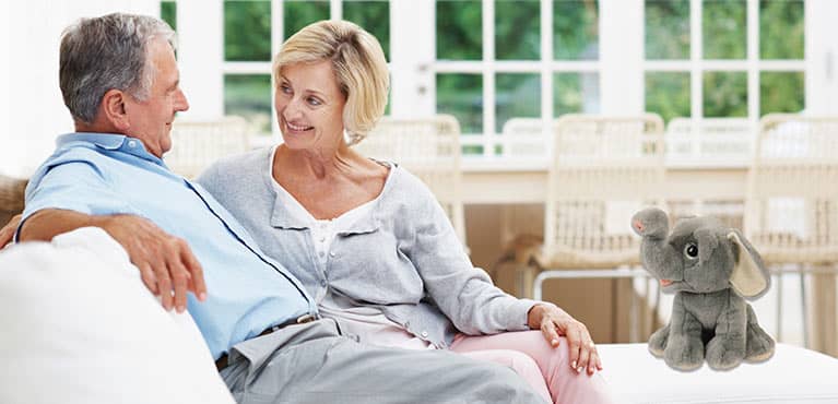 Elephant in the room with couple