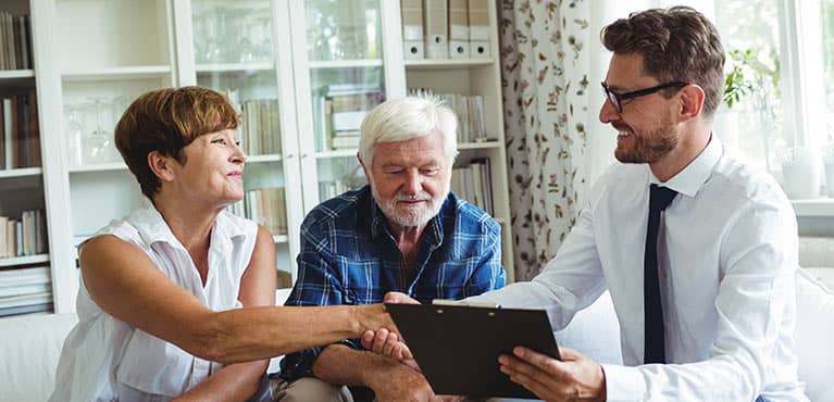senior couple meets with lafayette life advisor at home to learn how to preserve their financial legacy