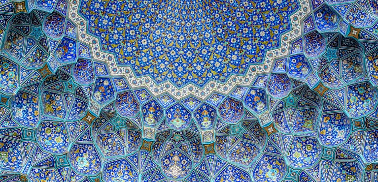 Tilework at Shah Mosque on Imam Square, Isfahan, Iran