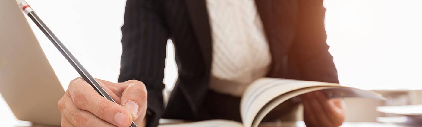 Business professional working on finances
