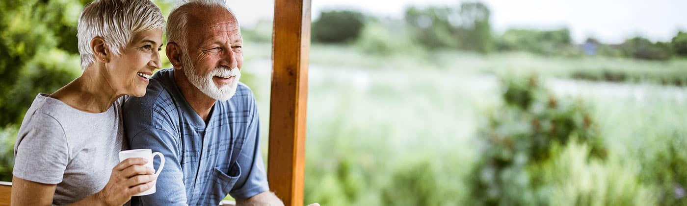 Senior couple drinking coffee